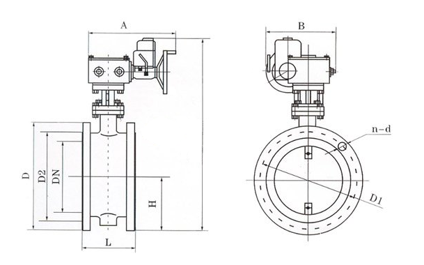 法蘭式通風(fēng)型蝶閥結(jié)構(gòu)圖