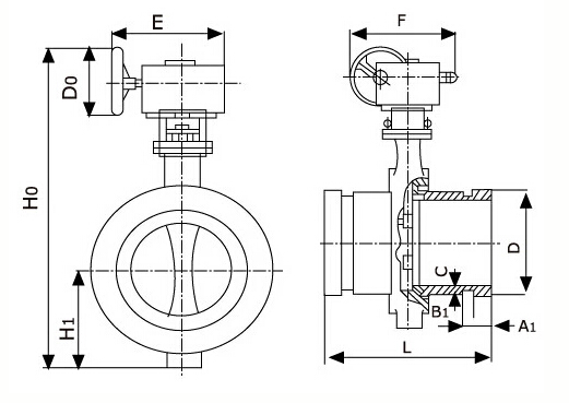溝槽蝶閥結構圖 溝槽蝶閥結構圖